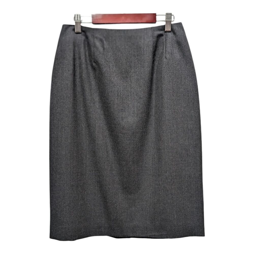 Vintage Valerie Stevens 90s Classic Gray Pure Wool Straight Pencil Skirt, 6